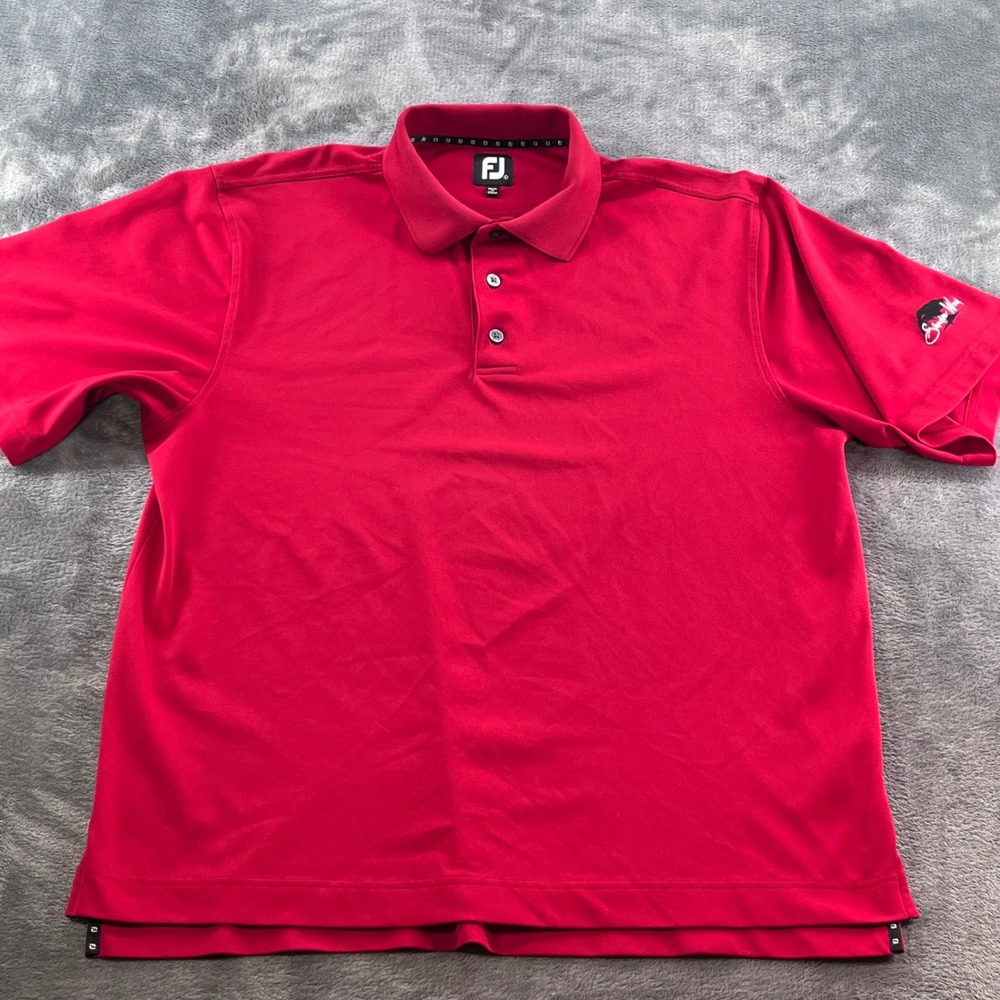 FootJoy Mens Red Shadow Wood Embroidered Pique Golf Polo Shirt Large 1005979